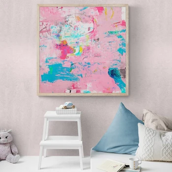 Розова абстрактна стенни художествена печат върху платно, модерен, пъстър плакат с графити, минималистичная картина за декорация на дома в хола