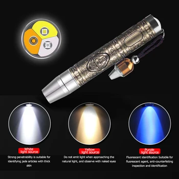 Светлина с детектор на нефрит 3 режима, специален UV фенерче, 365нм, ултравиолетова алуминиева сплав, издръжлива на смарагдовите бижута, скъпоценни камъни, кехлибар
