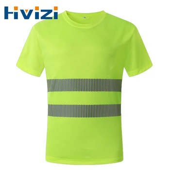 Светоотражающая тениска Hi Vis, безопасна за строителна работно облекло, риза с висока видимост, къс ръкав, бързосъхнеща
