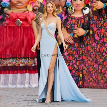 Секси рокля за бала известни личности с намаляване на едното рамо и влак, с плажна представа 2023, празнична премяна
