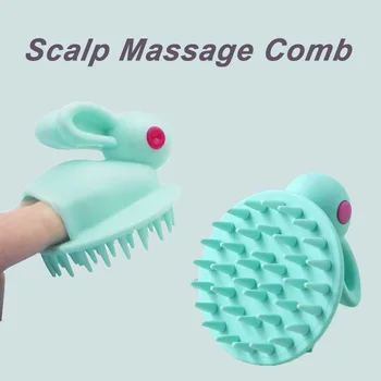 Силиконов гребен за масаж на кожата на главата, шампоан с сладък заек, душ гел, масажна четка, гребен за ръчно измиване на косата, масаж инструменти за грижа за косата