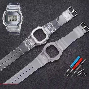 Силиконов ремък за часа, замяна за DW5600 DW5610, каишка от каучук, спортни водоустойчив въжета за часа, прозрачен каишка за часовник, bezel, нов