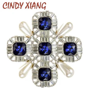 СИНДИ Xiang Нови брошки с кристали и перли под формата на кръст за жени и мъже, реколта модерни карфици, елегантни бижута високо качество