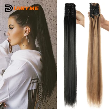 Синтетичен дълга права нокът за удължаване на косата във формата на конска опашка за жени, огнеупорни перука от конски опашка, перука за дневни партита