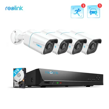 Система за видеонаблюдение Reolink Smart 4k 8MP PoE 24/7 с запис на твърд диск капацитет 2 TB с функция за откриване на човек/ на колата RLK8-810B4-A