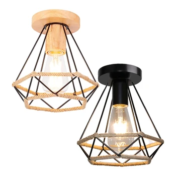 Скандинавски тавана лампа E27 окачен лампа, промишлена полилей, винтажное потолочное осветление, ретро хол, кухня, ресторант, кафене