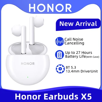 Слушалки Honor накрайници за уши X5 TWS с шумопотискане Bluetooth-разговор, истинските безжични слушалки с 27-часов живот на батерията за ЧЕСТТА 90