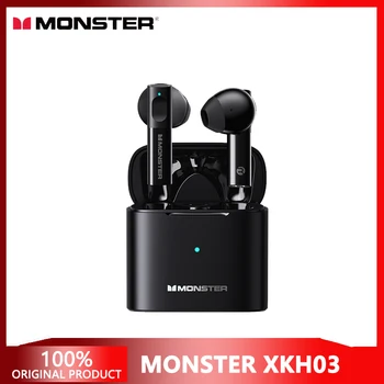 Слушалки Monster XKT03 TWS, оригинални безжични слушалки Bluetooth 5.2, спортни слушалки Hi-Fi с шумопотискане, слушалки с микрофон
