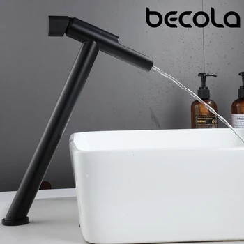 Смесители за мивки Becola с една дръжка, месинг, черна / матирана, за баня, за вода, за кухненски мивки, творчески миксер на бортике