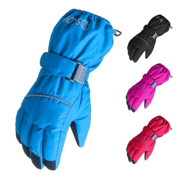 Спорт на открито Водоустойчив детски ски ръкавици черни детски зимни топли сини ръкавици за каране на сноуборд с пълни пръсти, за момчета и момичета