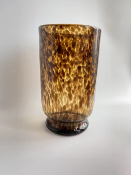 Стъклена ваза ръчно изработени, леопардовое кофа за събуждане, штормовая лампа 17*32
