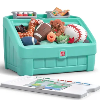 Стъпка 2 2-в-1 Пластмасова кутия за играчки за деца и художествена делото, кутии за съхранение на мента
