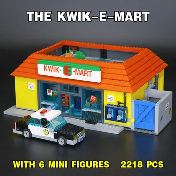 Супермаркет Kwik-E-Mart Съвместим 71016 16004 Строителни Блокове, Тухли Градски Денонощен Магазин За Детски Коледни Играчки Подаръци