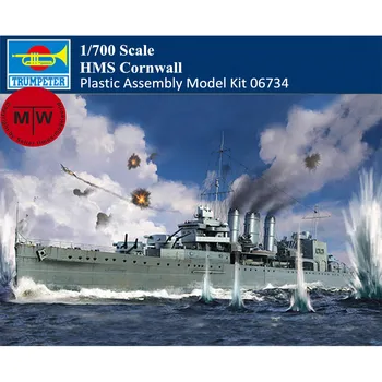 Тромпетист 06734 1/700 Мащаб HMS Cornwall Военна монтаж на пластмасова моделна комплект