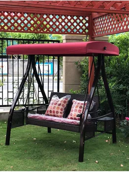 Улично градинско двоен люлеещ се стол, люлки в двора, подвесное стол, улично стол за домашно тераси от ковано желязо, хамак-люлка