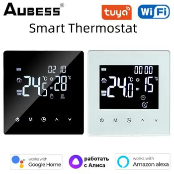 Умен термостат Sasha WiFi с LCD сензорен екран за електрическо подгряване на пода, дистанционно управление на температурата на водата чрез Алекса Google Home