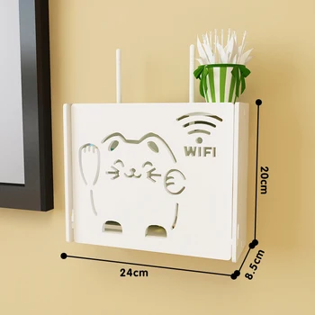 Усмивката на Котката Модел Безжичен Wi-Fi Рутер Скоростна PVC Стенни Полк Подвесная Вилица Дъска Конзола Кутия За Съхранение на Европейски Стил на Кутии За Съхранение на Силози