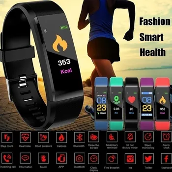 Фитнес Спорт за умни часовници Мъжки дамски смарт гривна тракер Цифров Bluetooth гривна Водоустойчив монитор на сърдечната честота на открито