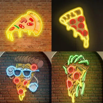Хладно мультяшная неонова реклама за пица, поръчка на лого, ресторант, бар, магазин, декор, неоновите светлини, стенно изкуство в началната стая, подарочное дизайн, led светлини