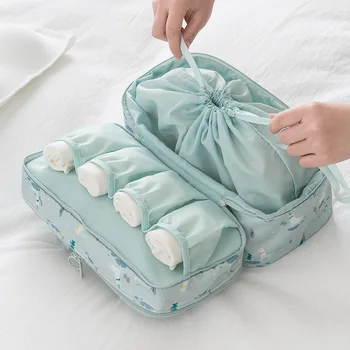 Чанта за съхранение на бельо, двупластова пътна преносима чанта за съхранение, мултифункционален артефакт за организиране на дрехи, Чорапи, органайзер за сутиена
