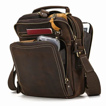 Чанта през гъст рамото, мъжка кожена чанта в бизнес стил Menssenger, многофункционална чанта за през рамо в ретро стил, мъжки кожени Newsbirds