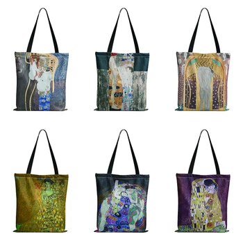 Чанти за пазаруване от плат за рисуване с маслени бои, за жени, модни сгъваема чанта за багаж, чанта-тоут, по-голямата голям холщовая чанта за пазаруване