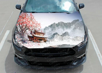 Японската ръчно рисувани декорации, стикер на предния капак на автомобила, vinyl стикер, графична стикер на опаковката, графична стикер на предния капак на автомобила, направени от ръце, планина
